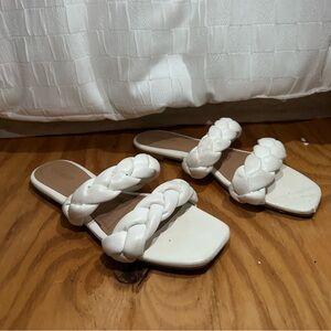 White faux leather braided sandals #fauxleather #sandals
